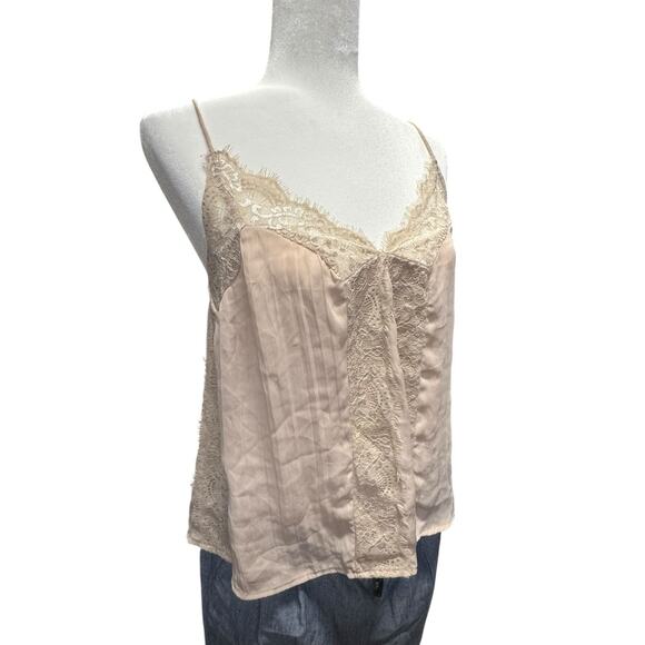 H&M Pale Peachy-Pink Silky Lace Trimmed Spaghetti Strap Camisole Top US 8 - Picture 2 of 5